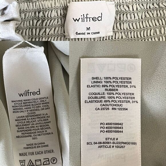 Wilfred Womens Size M Green Tempest Sleeveless Smocked Tiered Chiffon Mini Dress - Picture 4 of 15